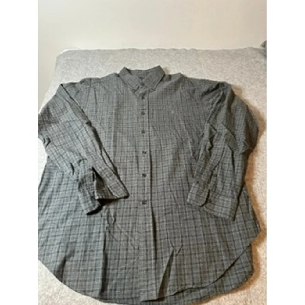Polo Ralph Lauren Mens XL Classic Fit Grey Plaid Button Down Shirt Long Sleeve